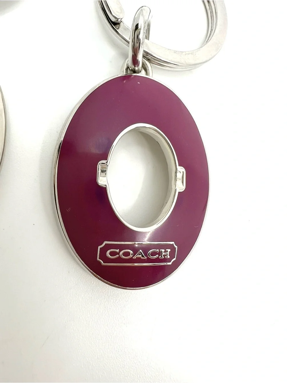 Coach Y2K Oval Purple Turnlock fob double valet keychain bag charm - like New